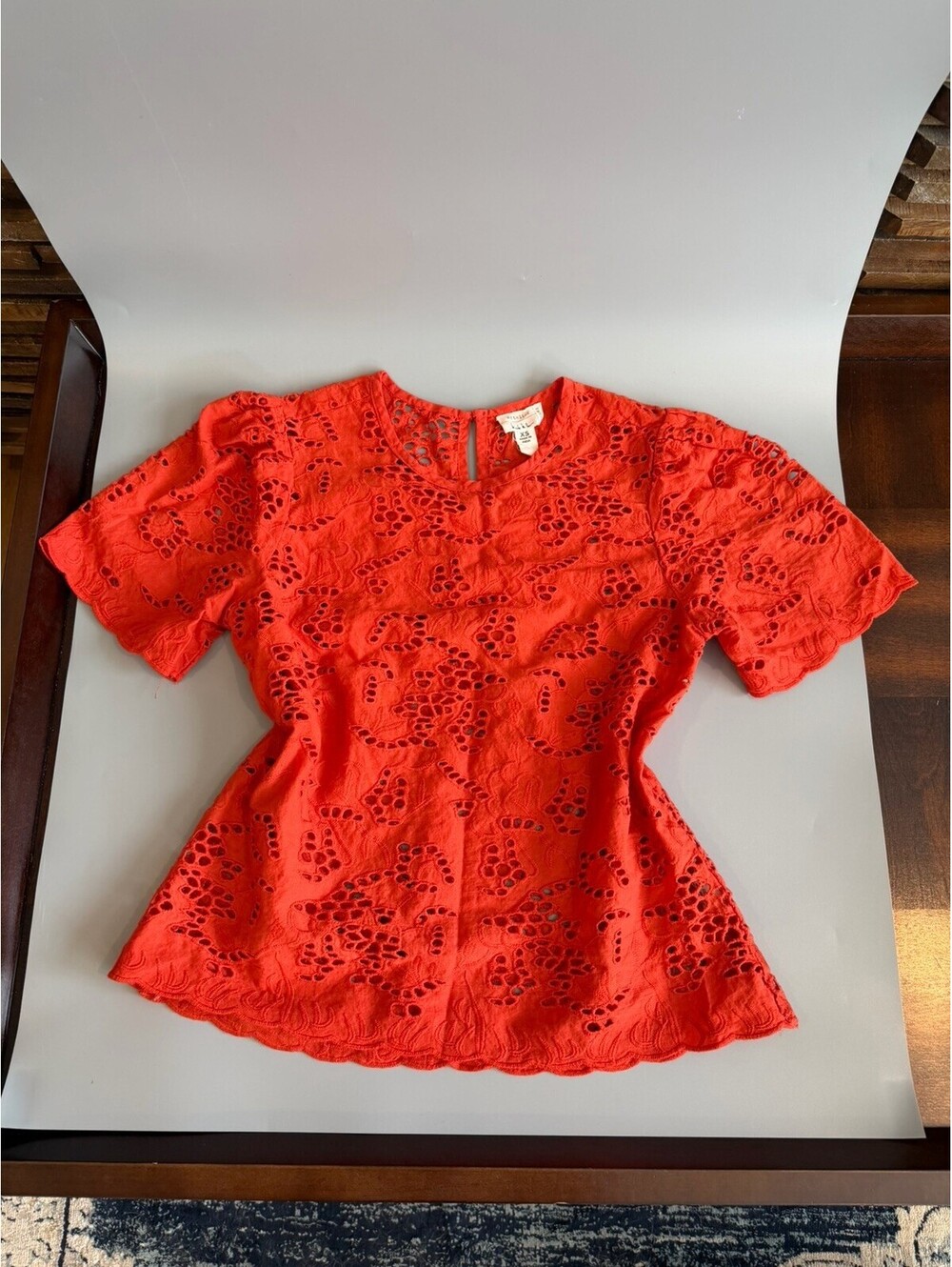 Artelier blood orange intricate ladies top -XS